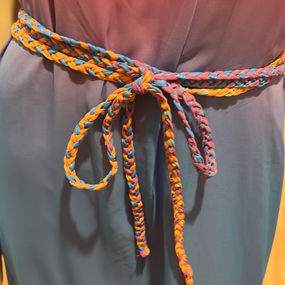 Akira Sheer Dress With Handkerchief Hem And Midi Dress Slip Bright Colors XL - Picture 7 of 10